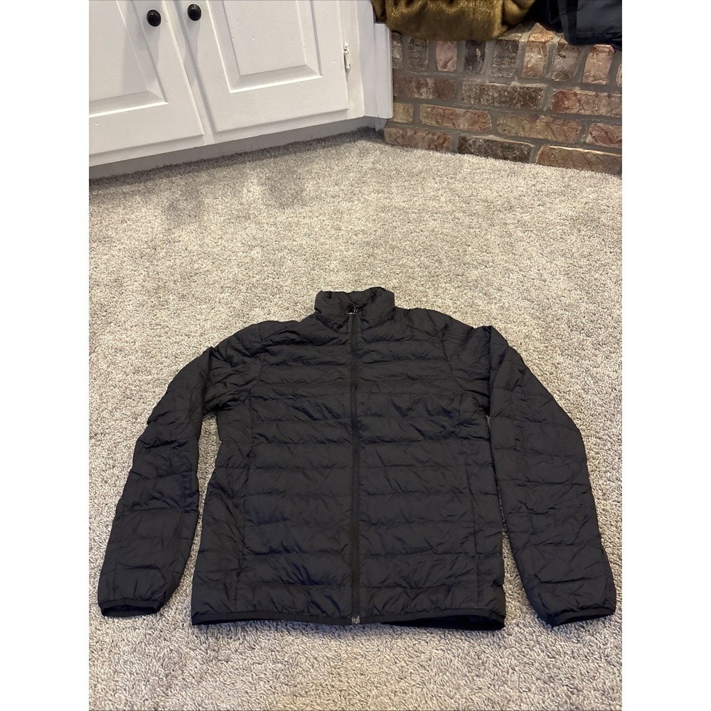 Uniqlo Puffer Jacket Black Nylon Lightweight Down Feather Fill Pockets XS
